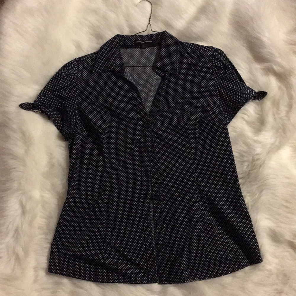 Black white polka dot express shirt